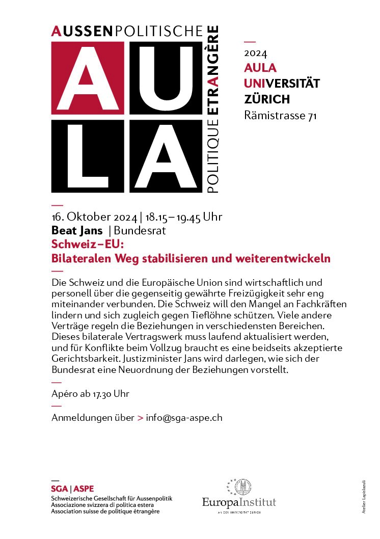 Schweiz-EU: Bilateralen Weg stabilisieren und weiterentwickeln